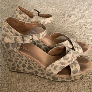 Leopard Toms wedge sandals size 11